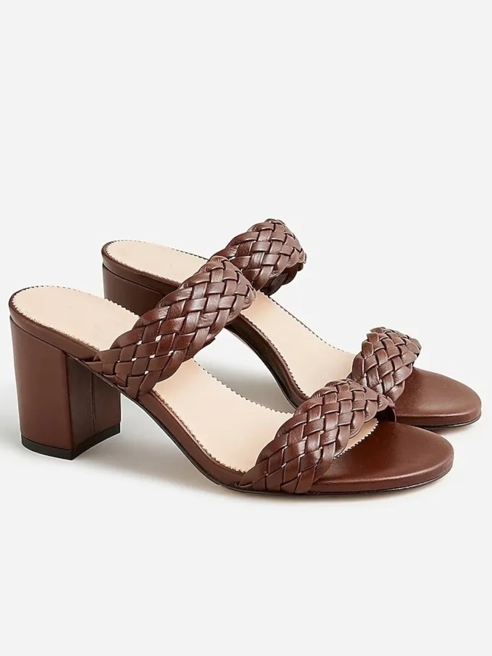 New! J. Crew Woven Leather Lucie Block Heel Sandal in Tarnished Brown